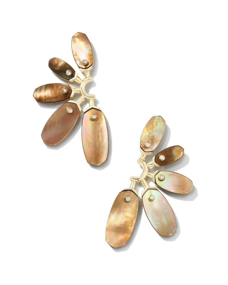 Ashlyn Gold Statement Earrings in Brown Mother-of-Pearl image number 0